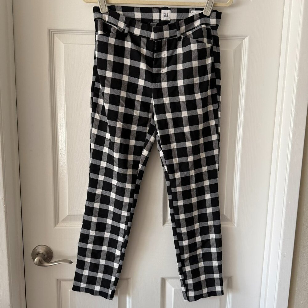 GAP Signature Skinny Ankle Pants Size 4 Black and White Buffalo Check
